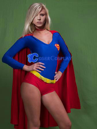 Sexy Supergirl Cosplay Costume Cape Bodysuit